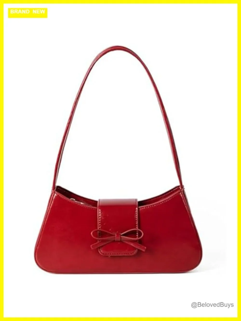 Patent Leather Hobo Bow Purse Y2K Shoulder Bag Faux Leather Clutch